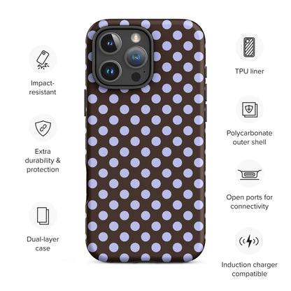 Chocolate Brown Polka Dot Tough Case for iPhone
