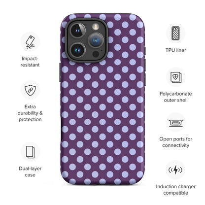 Deep Purple Polka Dot Lavender Tough Case for iPhone