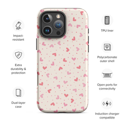 Blush Pink Heart Confetti Tough Case for iPhone
