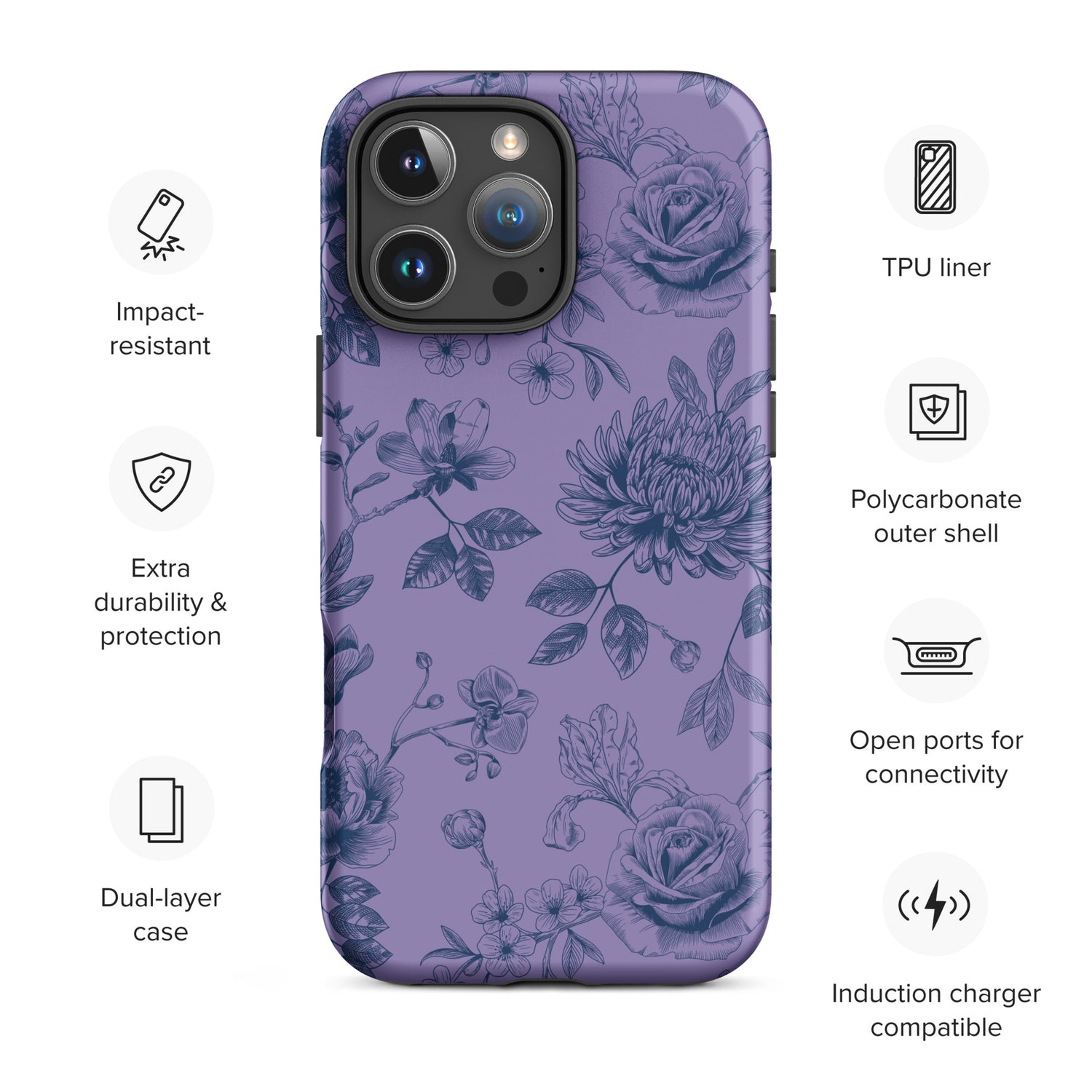 Dusty Lavender Vintage Floral Tough Case for iPhone