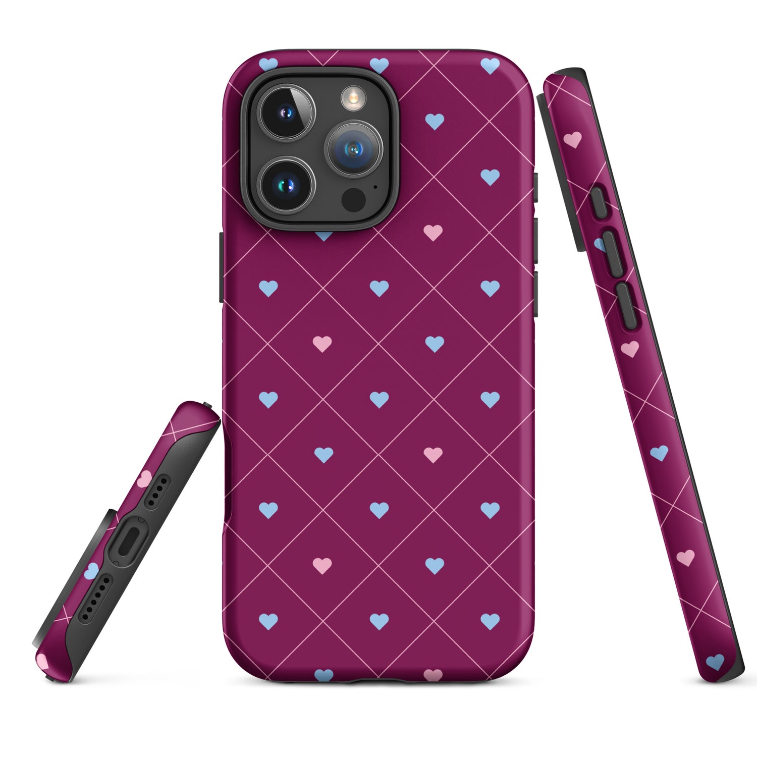 Pomegranate Heart Grid Tough Case for iPhone