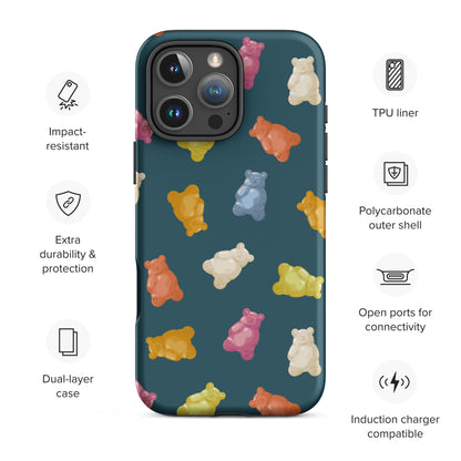 Deep Teal Gummy Bear Aesthetic Tough Case for iPhone
