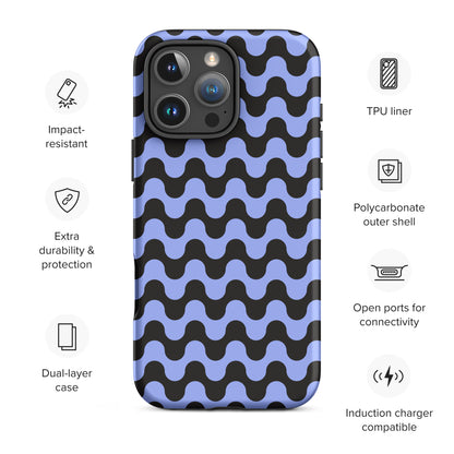 Periwinkle Black Retro Wave Tough Case for iPhone