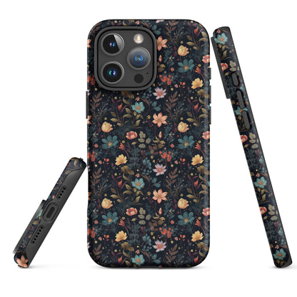 Black Gothic Floral Tough Case for iPhone