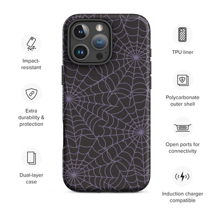 Dark Aesthetic Purple Spiderweb Tough Case for iPhone