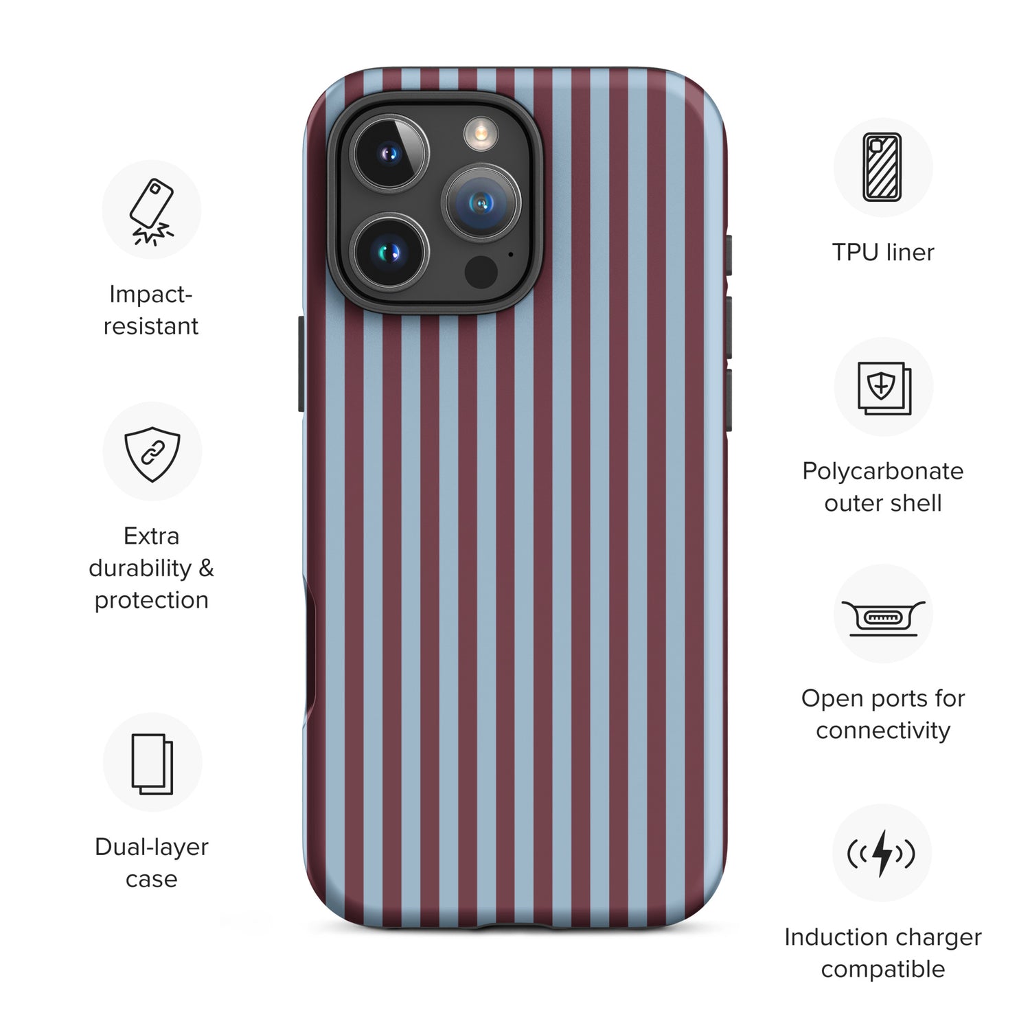 Bordeaux Stripe Tough Case for iPhone
