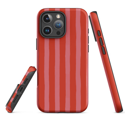 Retro Red + Pink Wavy Stripe Tough Case for iPhone