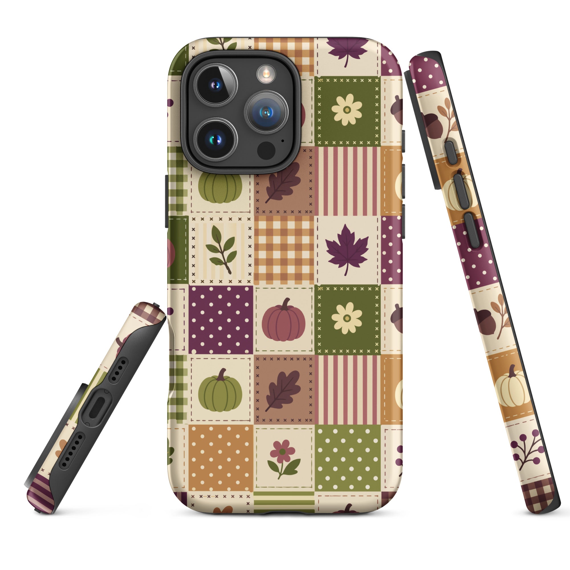 Autumn Patchwork Pumpkin Tough Case for iPhone