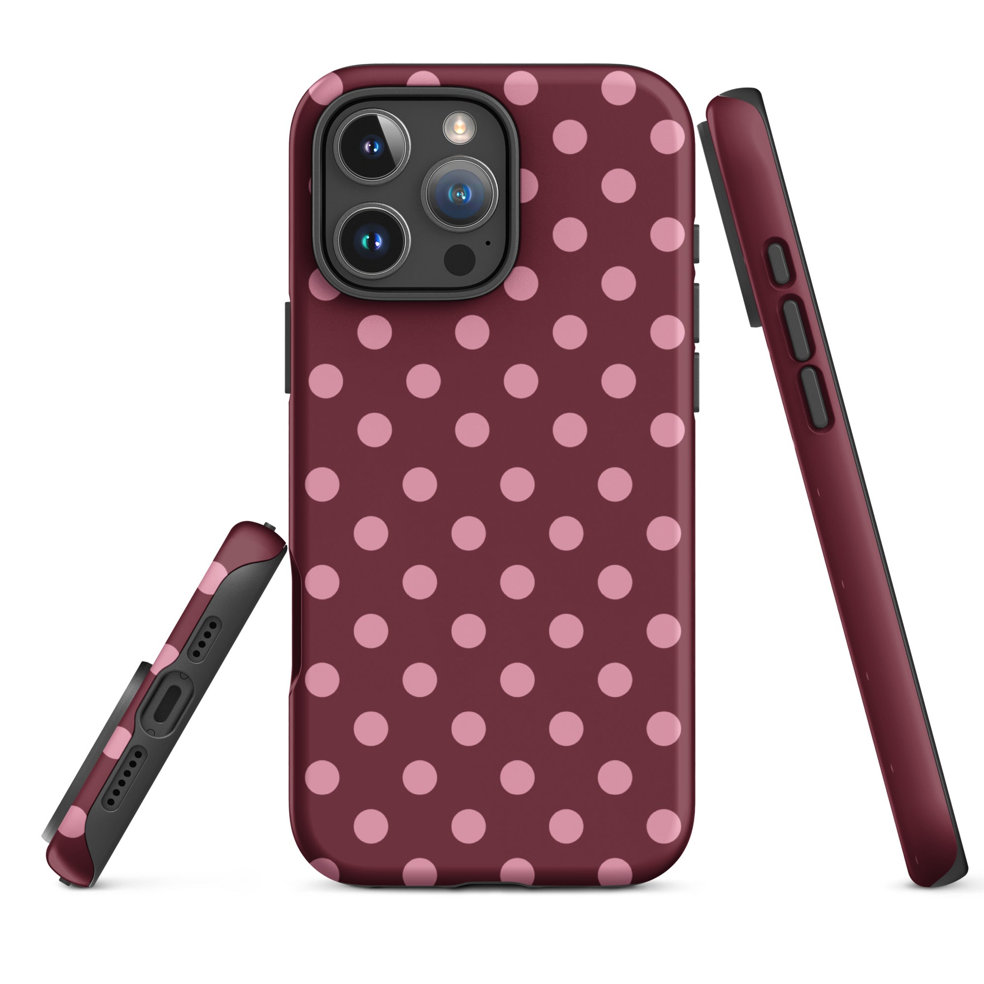 Burgundy Pink Polka Dot Tough Case for iPhone