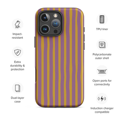 Mauve Mustard Wavy Stripe Tough Case for iPhone