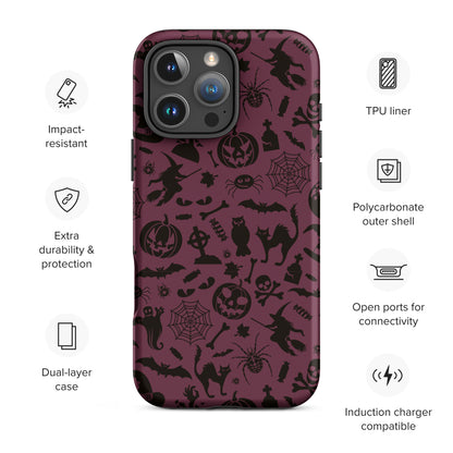 Burgundy Spooky Halloween Tough Case for iPhone