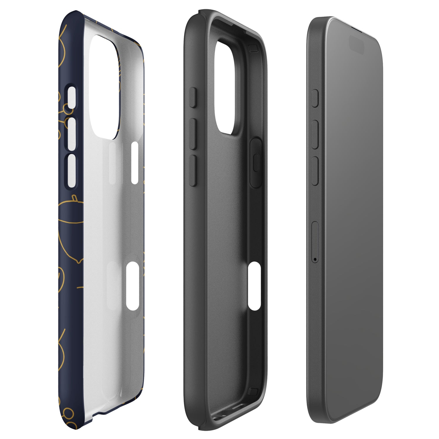 Navy Acorn Leaf Tough Case for iPhone
