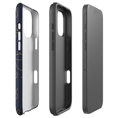 Navy Acorn Leaf Tough Case for iPhone