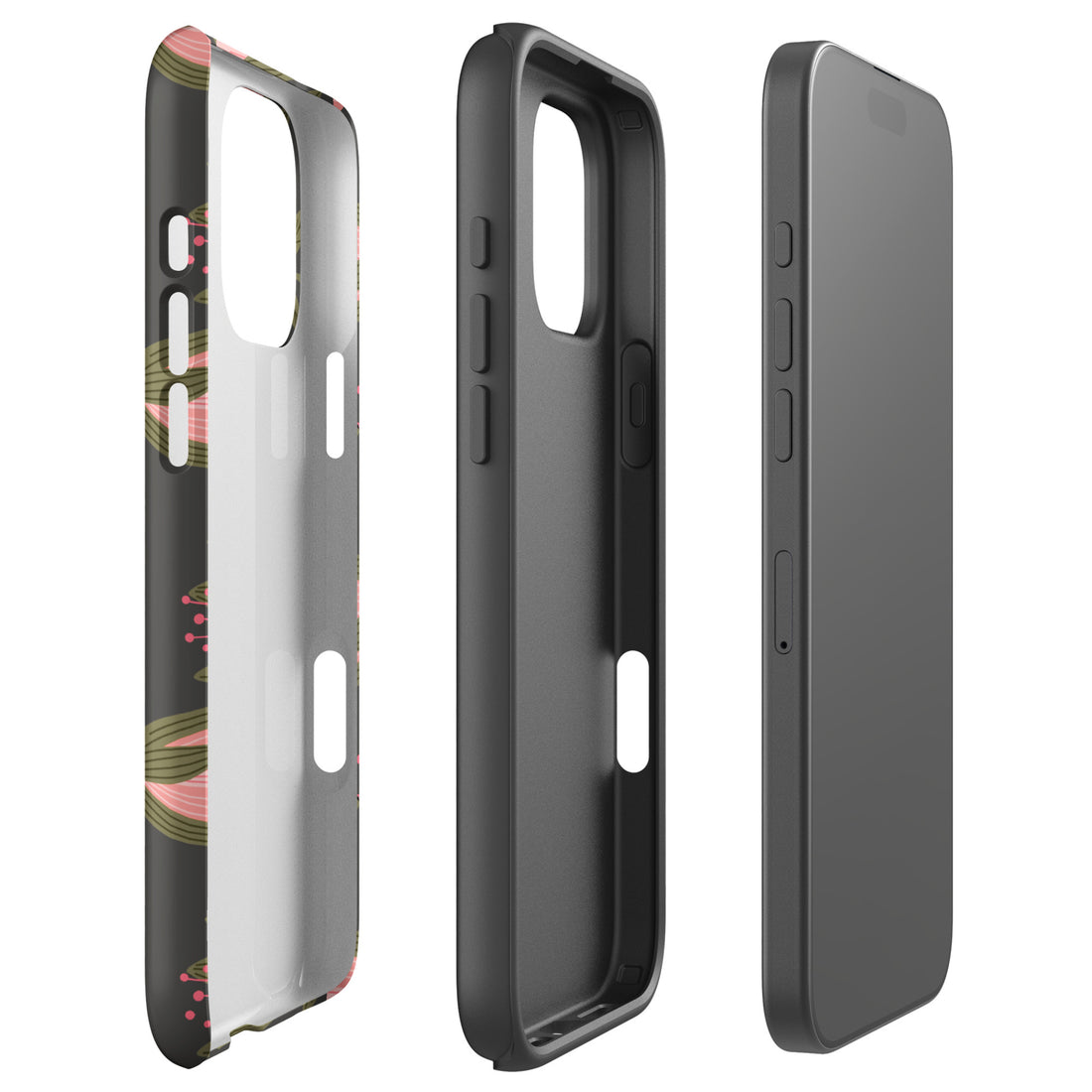 Charcoal Pink Tulip Tough Case for iPhone
