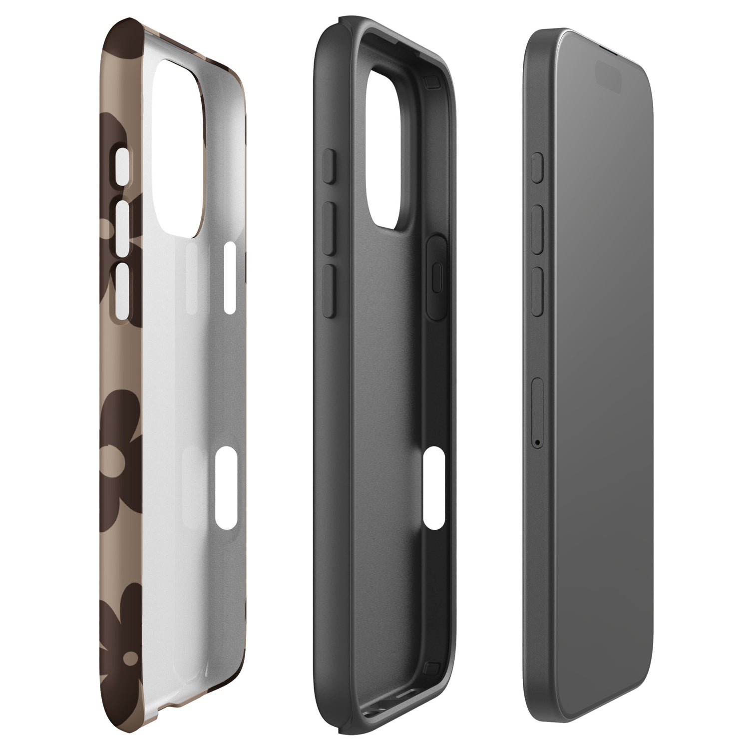 Brown Retro Floral Tough Case for iPhone