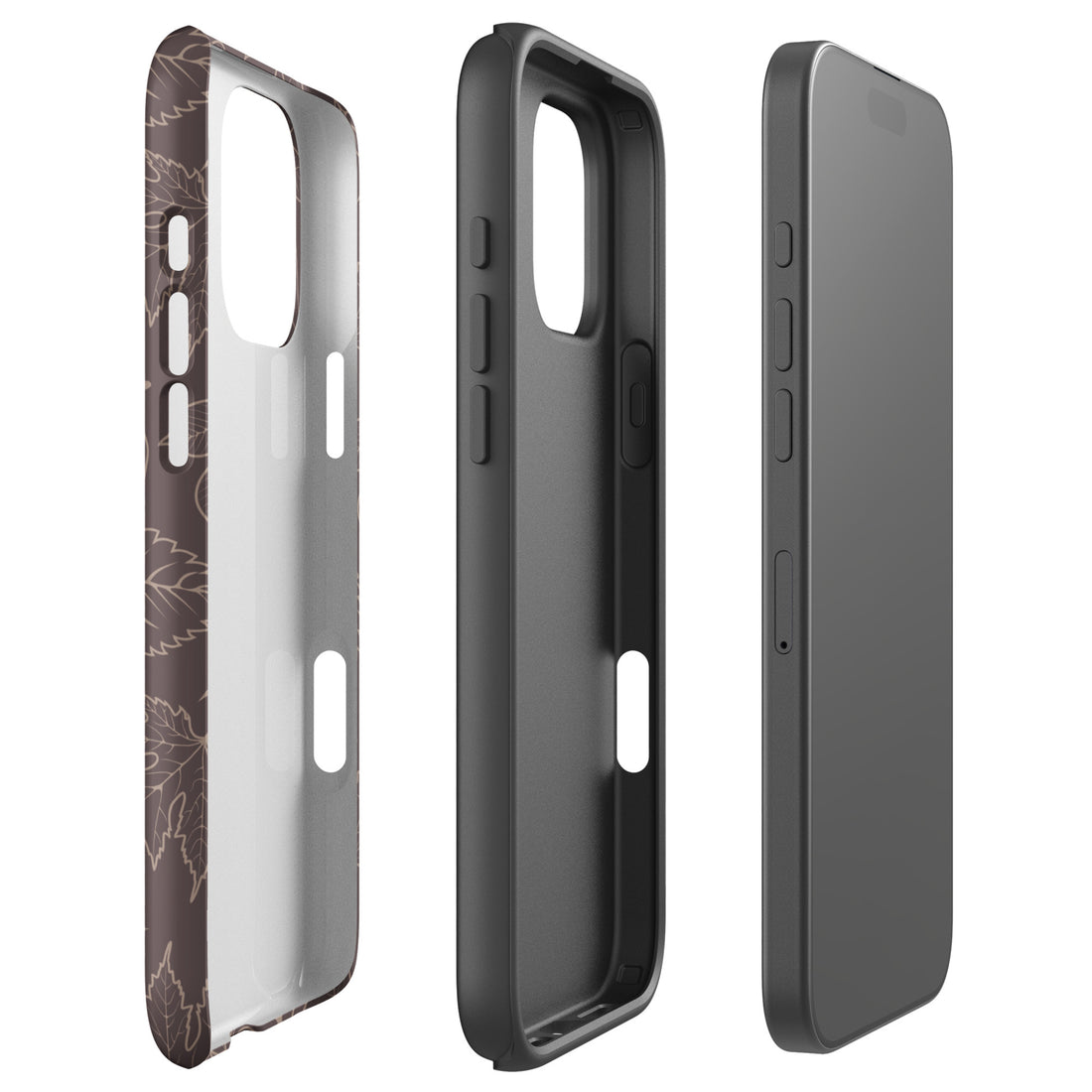 Brown Leaf Outline Tough Case for iPhone