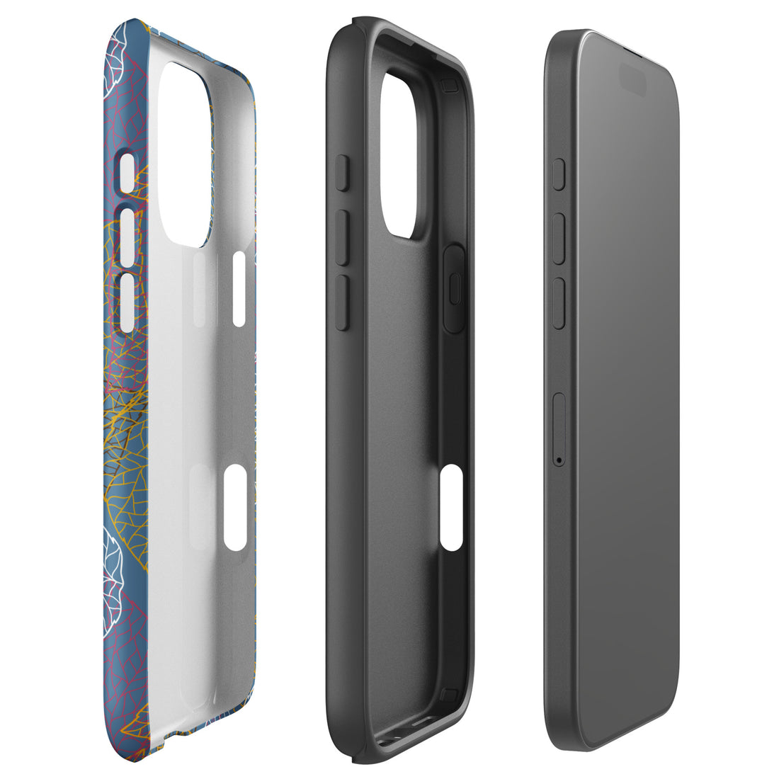 Slate Blue Abstract Leaf Tough Case for iPhone
