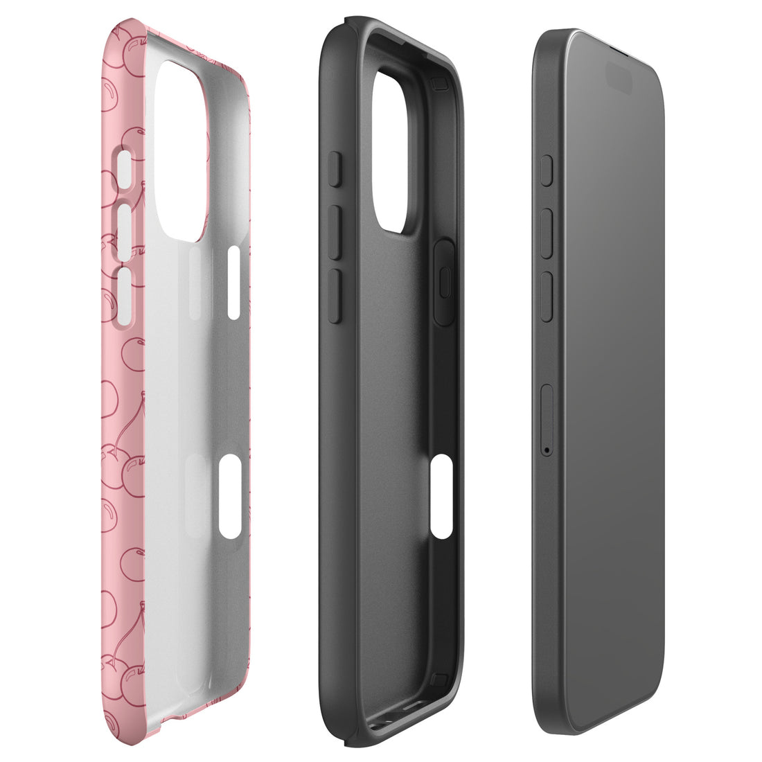Pink Line Art Cherry Tough Case for iPhone
