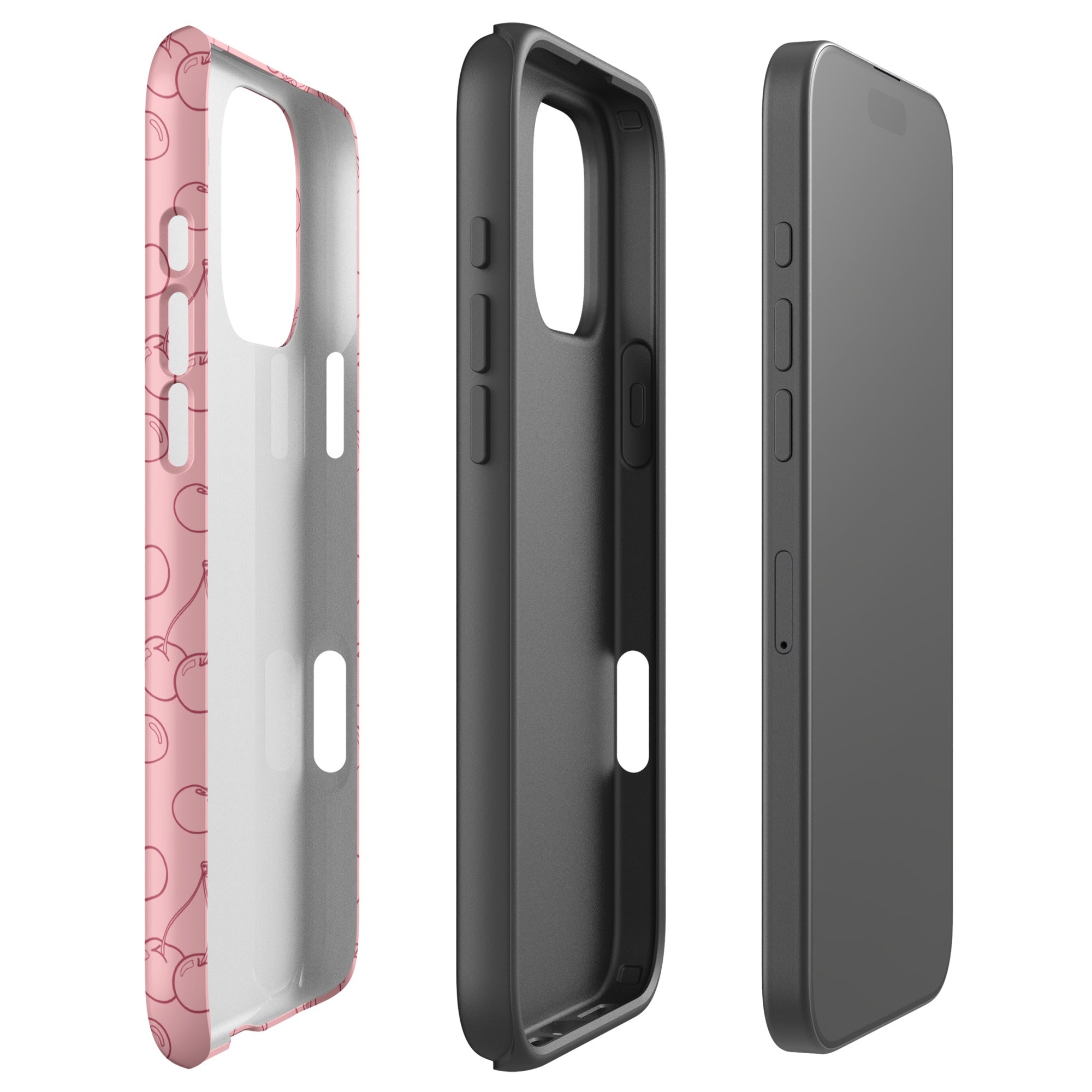 Pink Line Art Cherry Tough Case for iPhone
