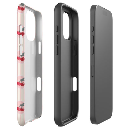 Vintage Cherry Stripe Tough Case for iPhone