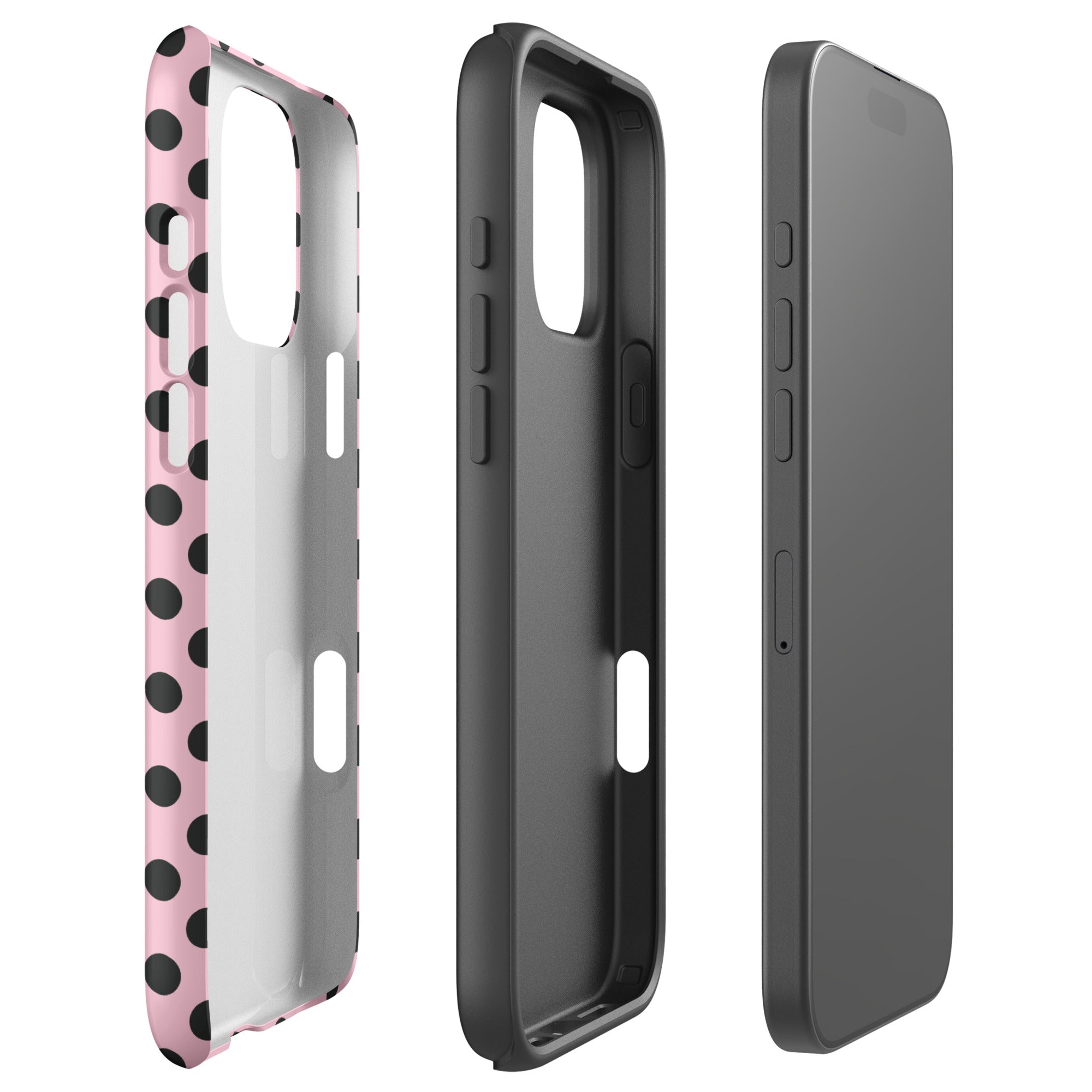 Black Polka Dot Blush Pink Tough Case for iPhone
