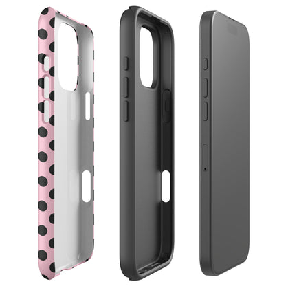 Black Polka Dot Blush Pink Tough Case for iPhone