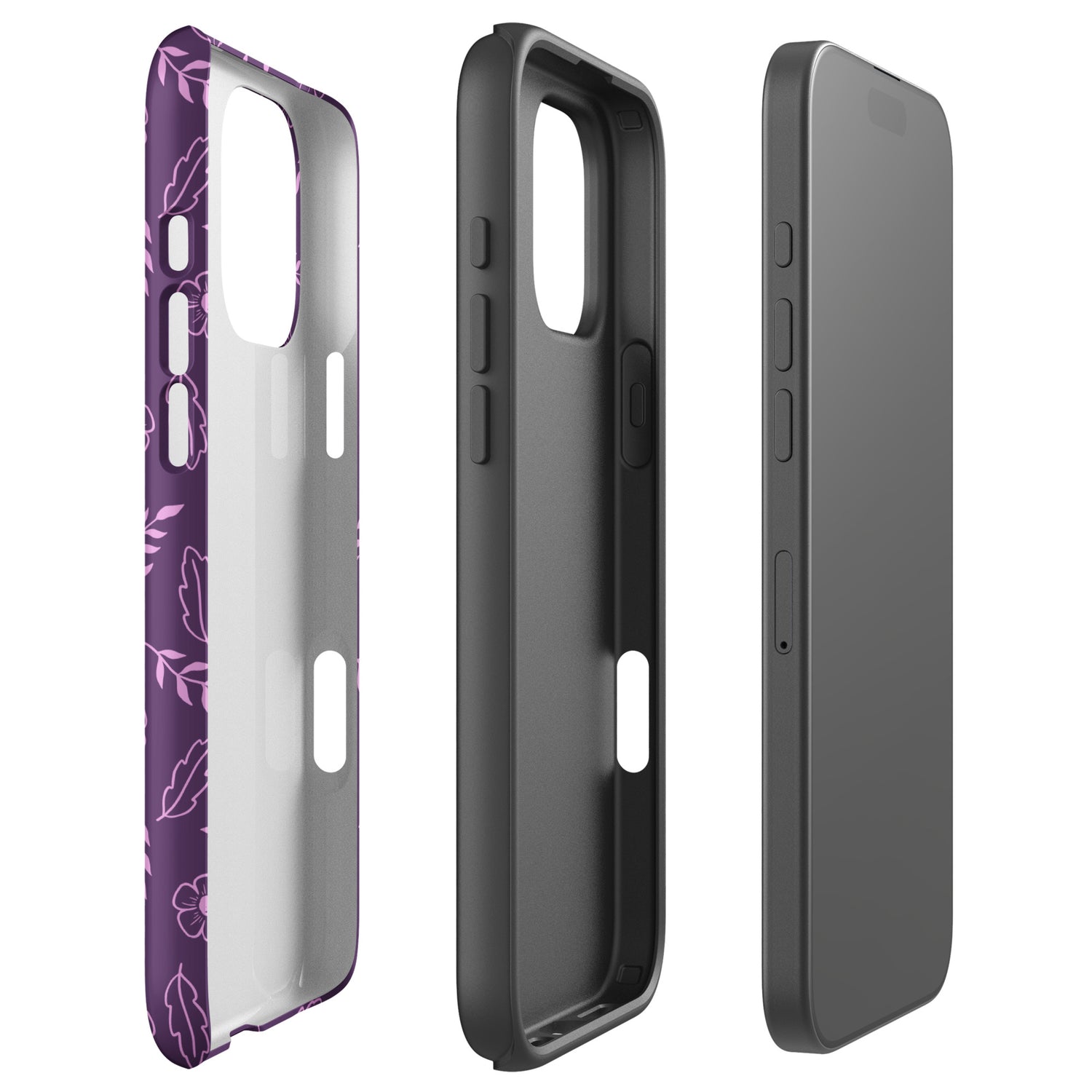 Murasaki Purple Botanical Linework Tough Case for iPhone