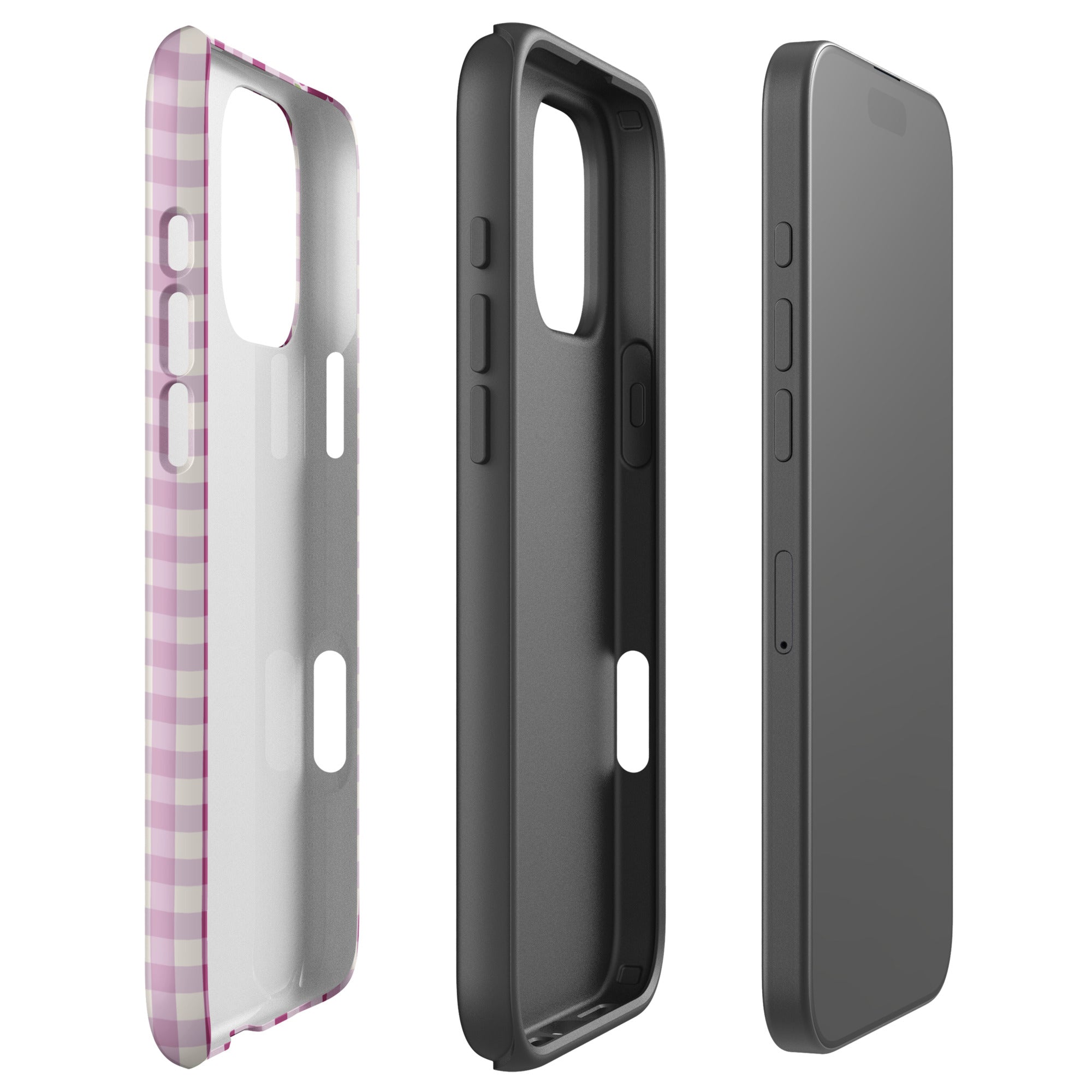 Plum Gingham Floral Tough Case for iPhone