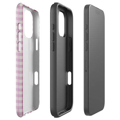 Plum Gingham Floral Tough Case for iPhone