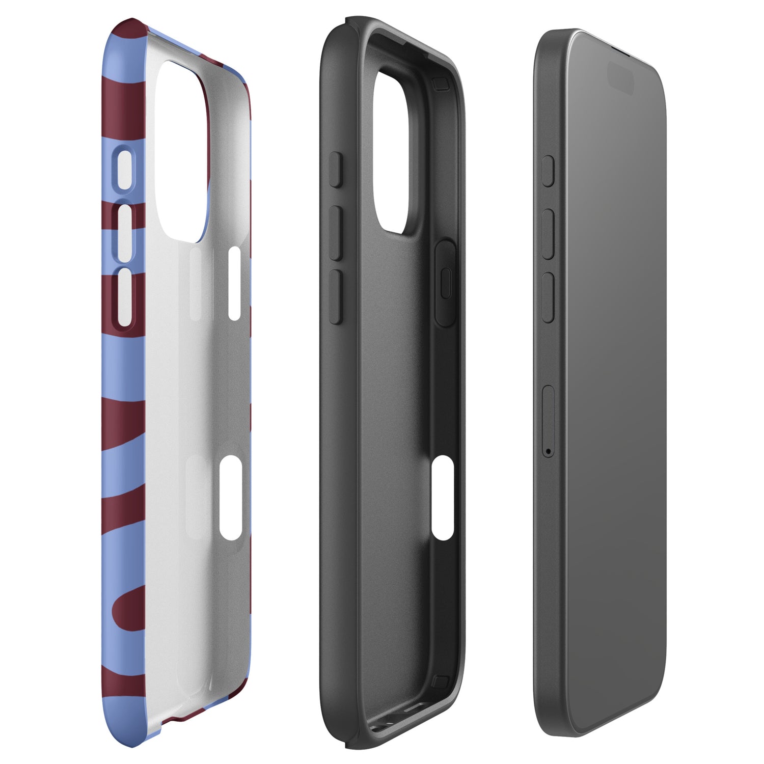 Burgundy Blue Abstract Wave Tough Case for iPhone