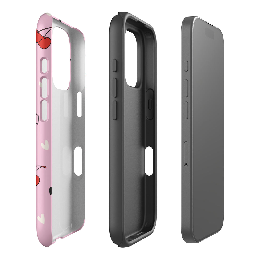 Pink Cherry Skulls &amp; Bats Tough Case for iPhone
