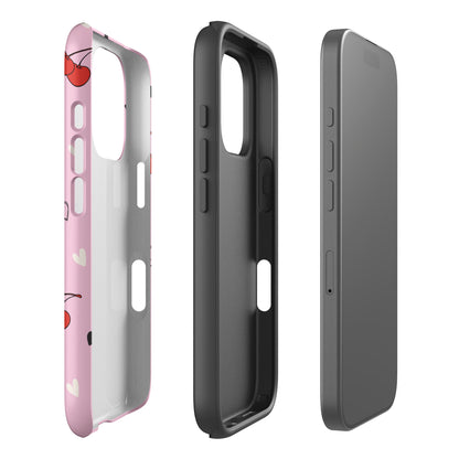 Pink Cherry Skulls &amp; Bats Tough Case for iPhone