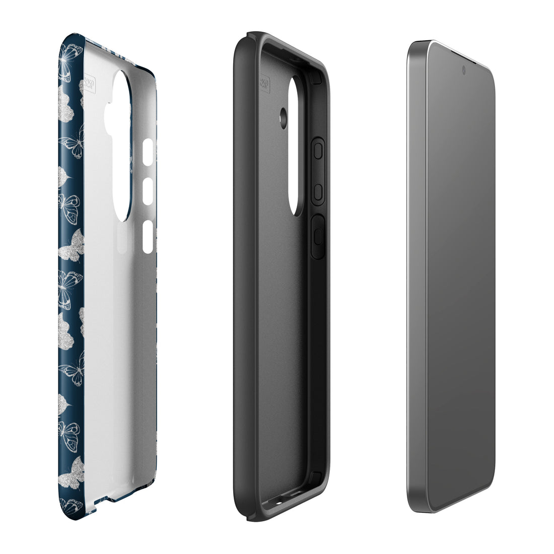 Navy Butterfly Pattern Tough Case for Samsung