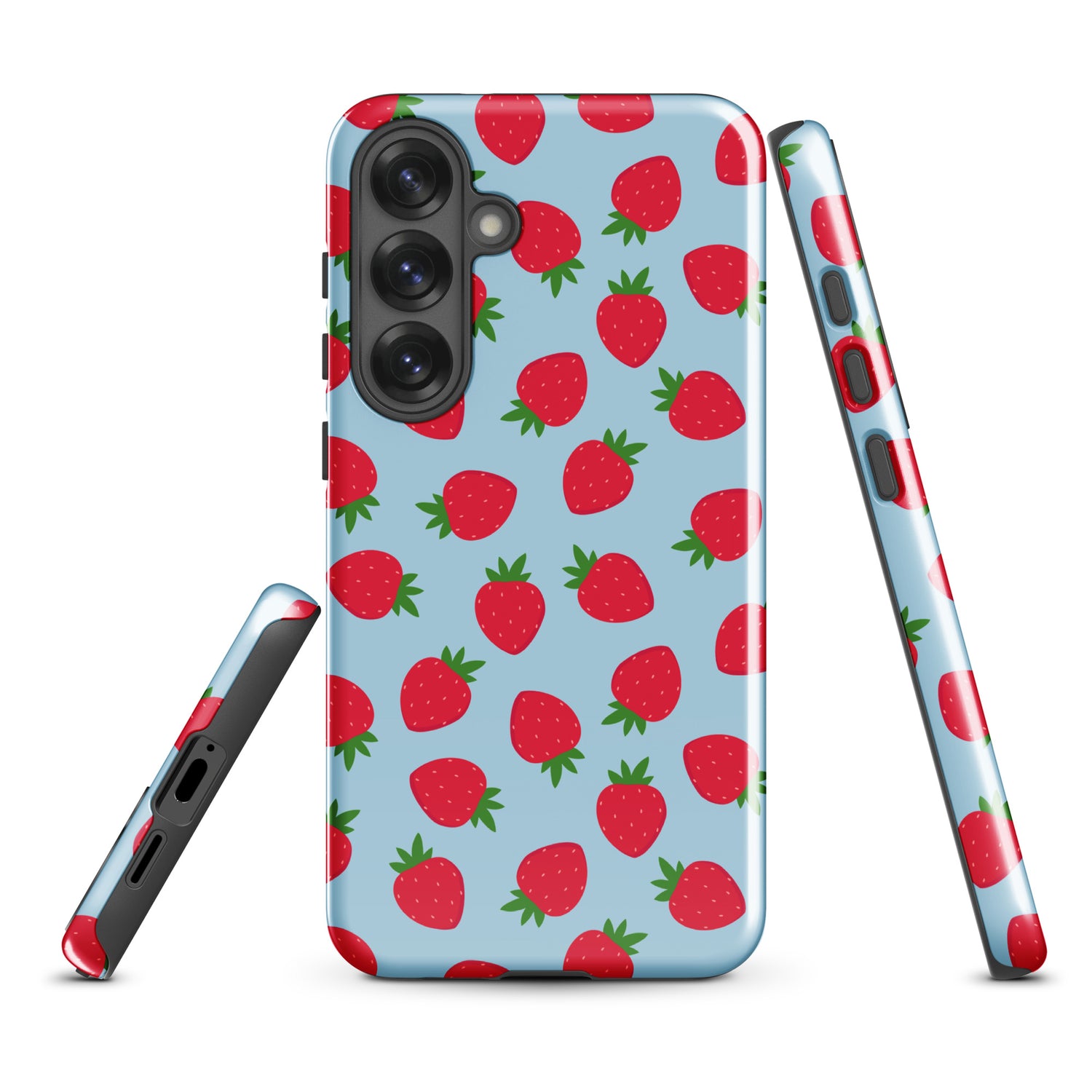 Blue Strawberry Print Tough Case for Samsung