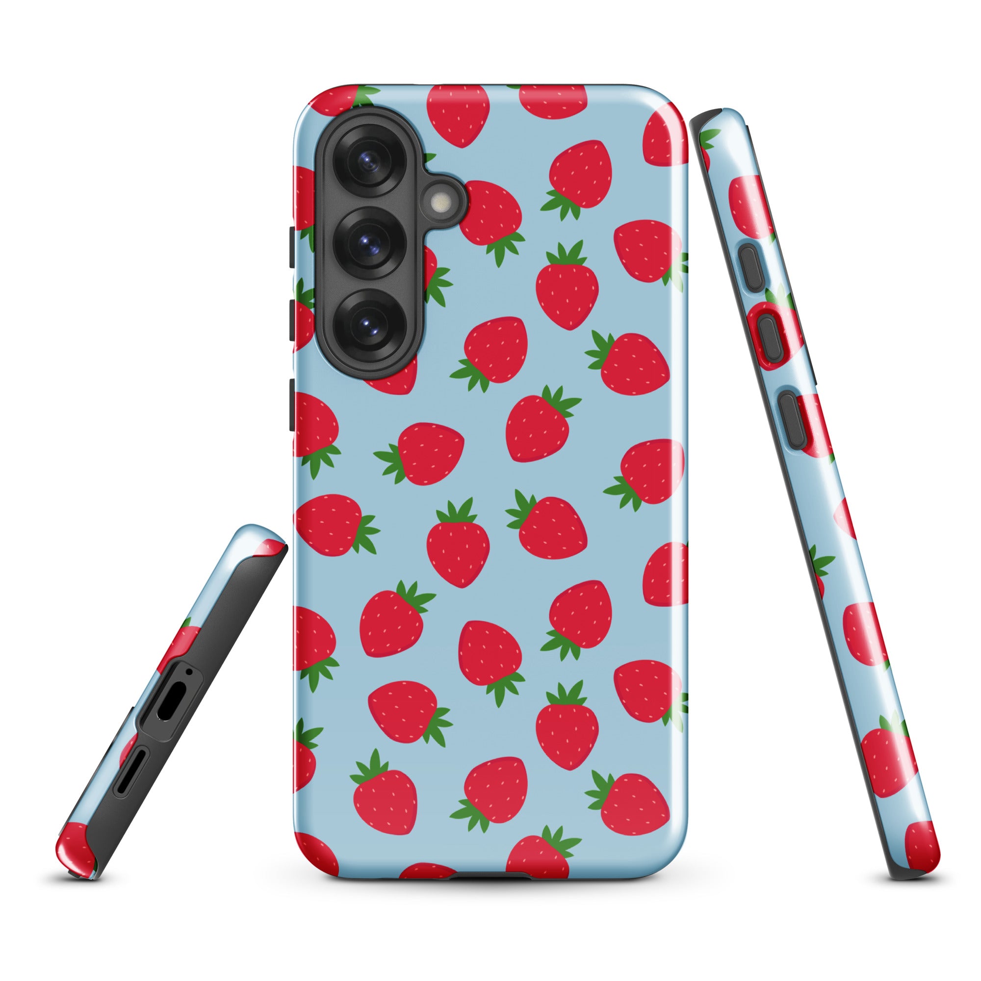 Blue Strawberry Print Tough Case for Samsung