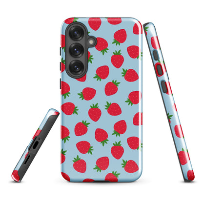 Blue Strawberry Print Tough Case for Samsung