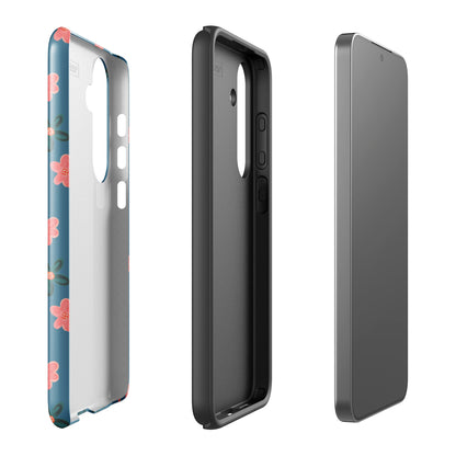 Pink Flower on Blue Tough Case for Samsung