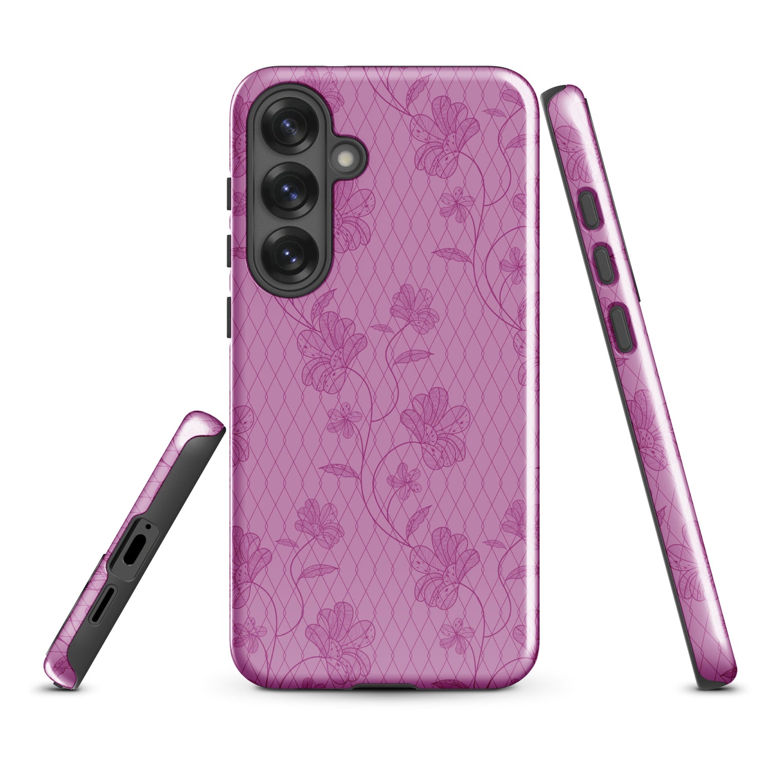 Mauve Floral Net Tough Case for Samsung
