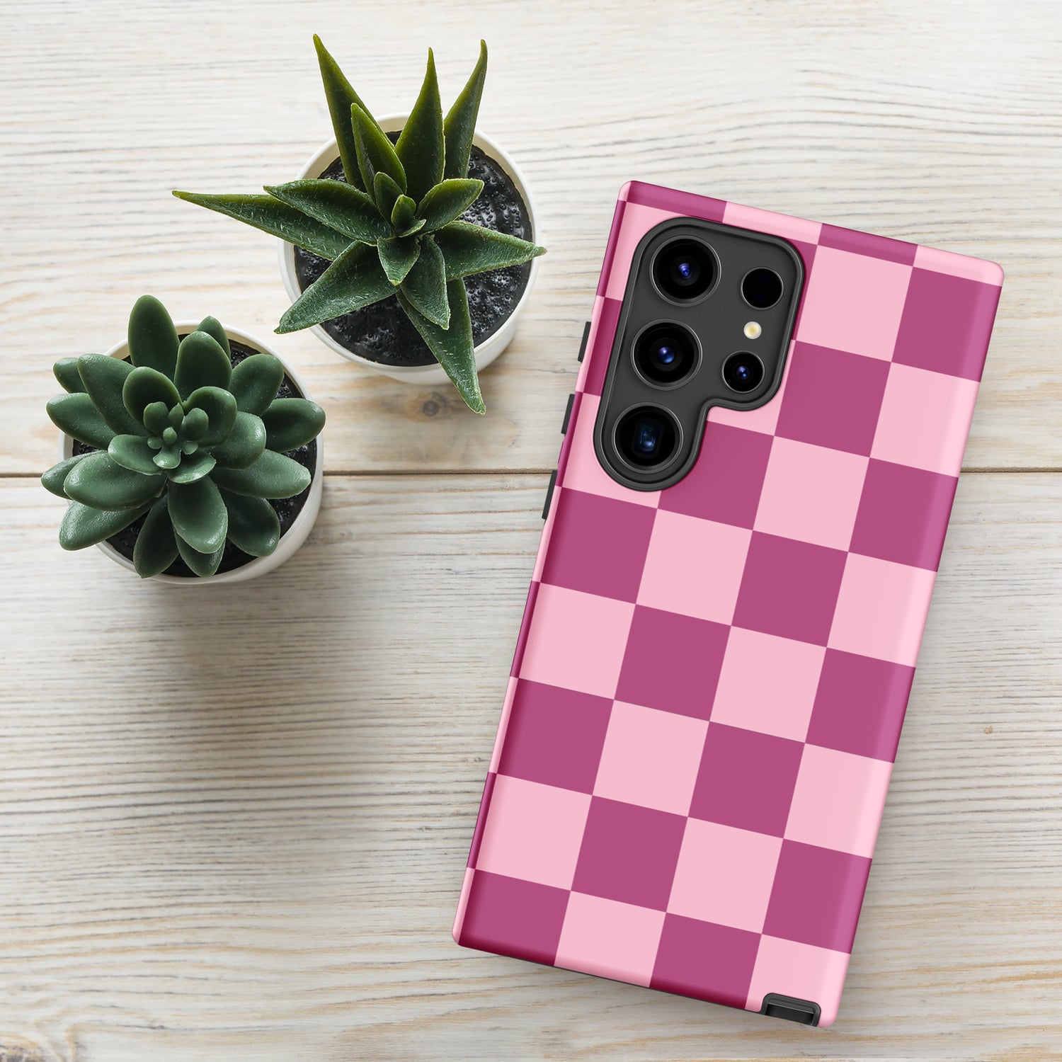 Berry Pink Checkerboard Tough Case for Samsung