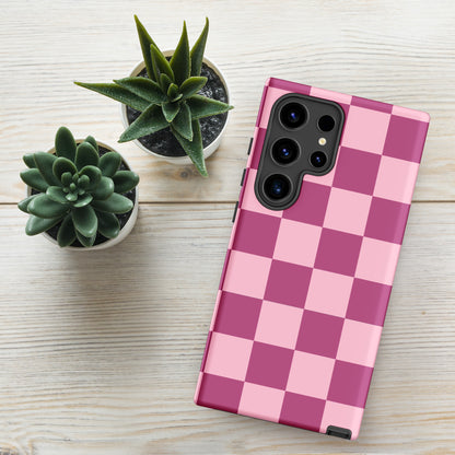 Berry Pink Checkerboard Tough Case for Samsung