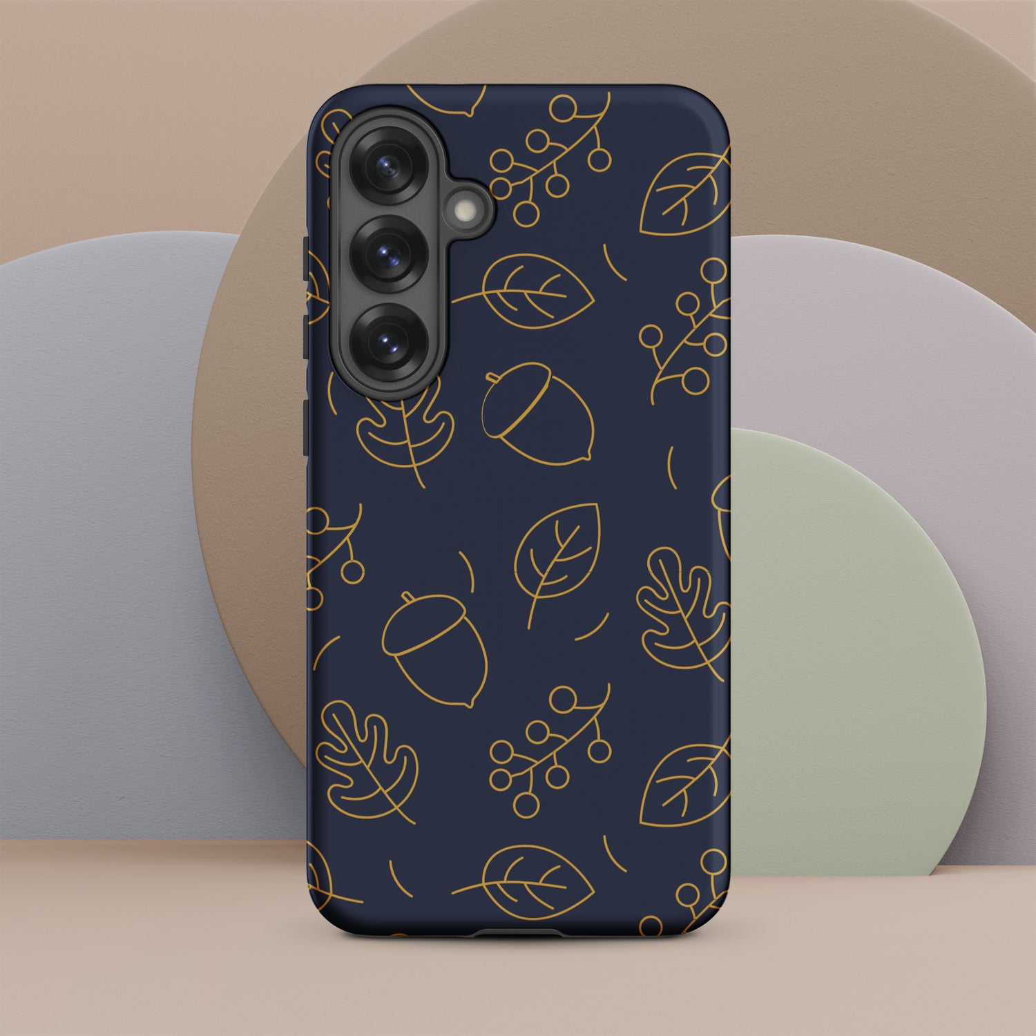 Navy Acorn Leaf Tough Case for Samsung