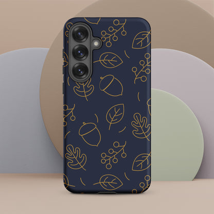 Navy Acorn Leaf Tough Case for Samsung
