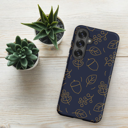 Navy Acorn Leaf Tough Case for Samsung