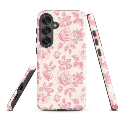 Pink Vintage Toile Floral Tough Case for Samsung