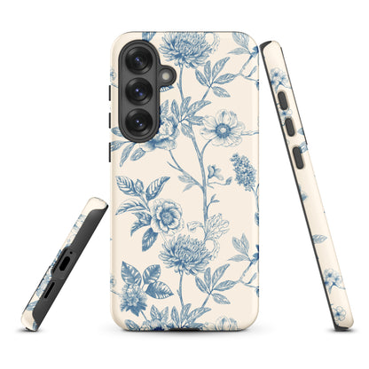 Blue Toile Floral Tough Case for Samsung