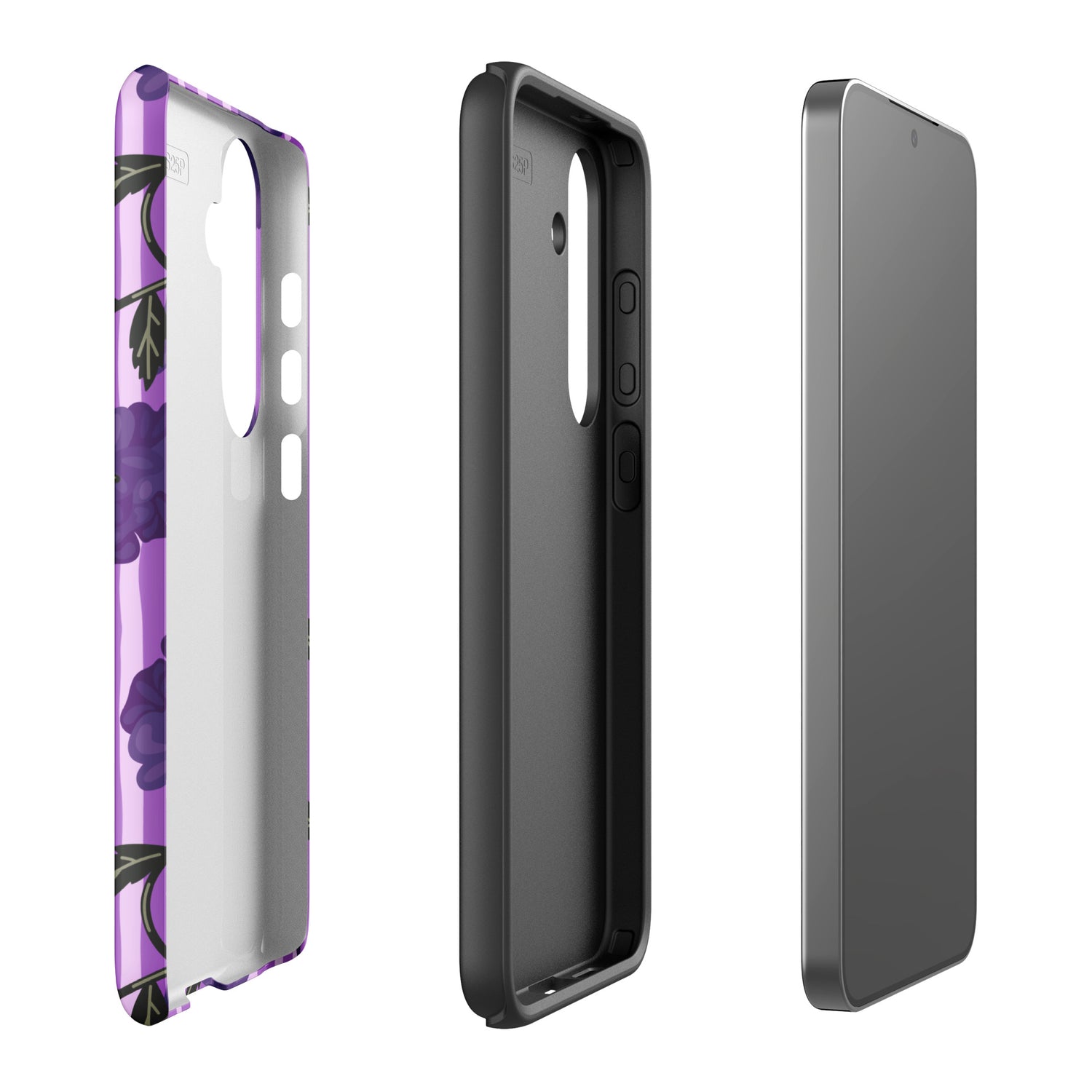 Purple Lilac Floral Stripe Tough Case for Samsung