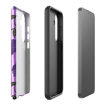 Purple Lilac Floral Stripe Tough Case for Samsung