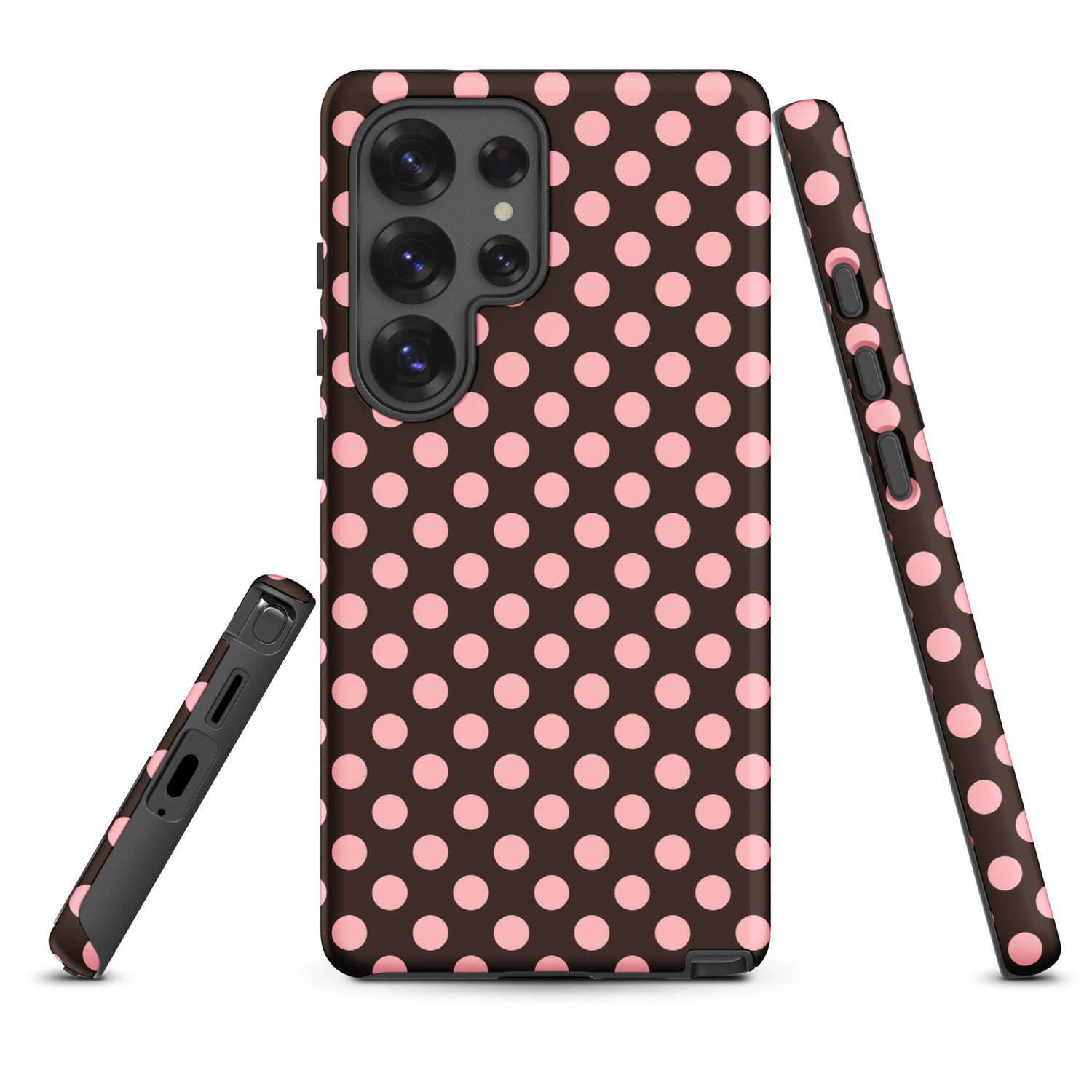 Blush Pink Polka Dot Cocoa Brown Tough Case for Samsung