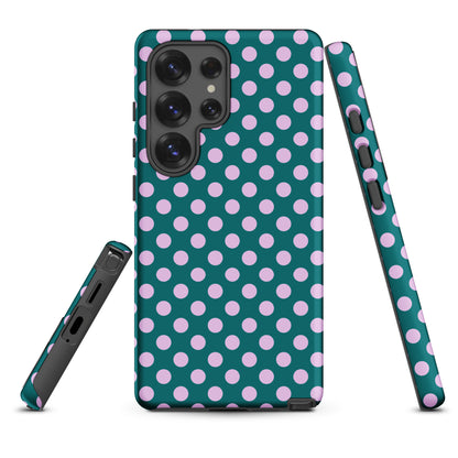 Teal Green Blush Pink Polka Dot Tough Case for Samsung