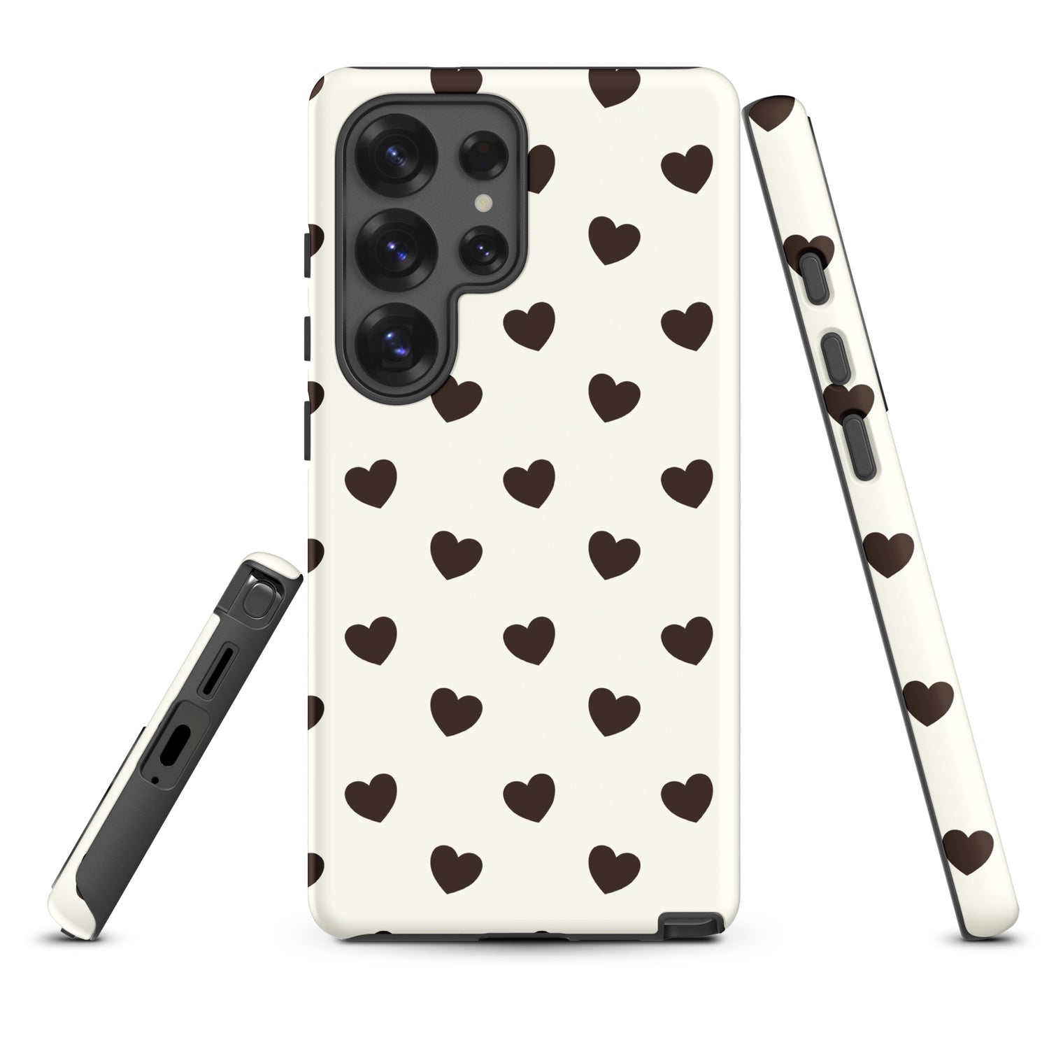 Cream Chocolate Brown Heart Tough Case for Samsung